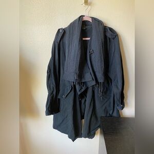 Harmon Men’s Overcoat Jacket Black Size 1 Dark Fashion Rope Detail Coat